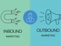 Grafika porównuje inbound marketing (magnes) z outbound marketing (megafon).