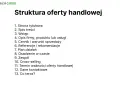 Struktura oferty handlowej: jak napisać ofertę wzór. Lista punktów od strony tytułowej po dane kontaktowe.