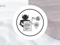 Grafika przedstawia robota trzymającego plik robots.txt, który wpływa na SEO i AI.