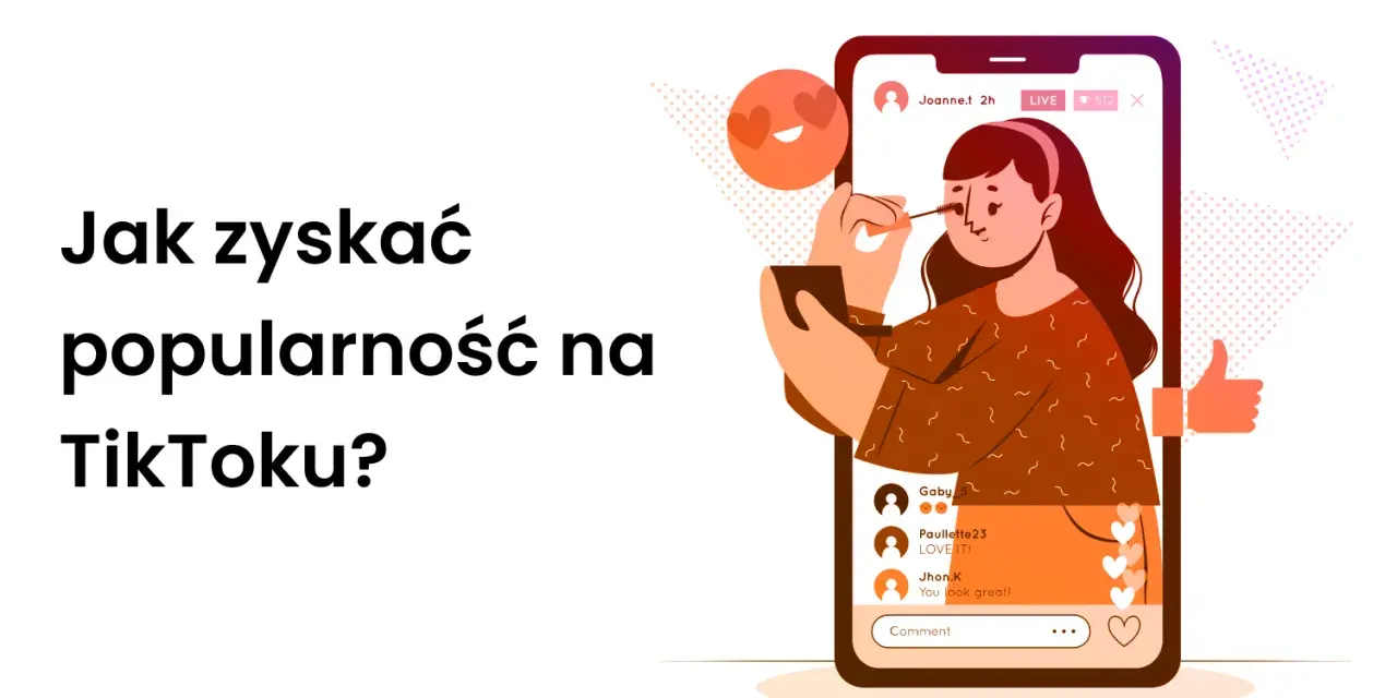 Jak zyskać popularność na TikToku? Ilustracja pokazuje kobietę nagrywającą filmik, który może stać się viral na TikToku.