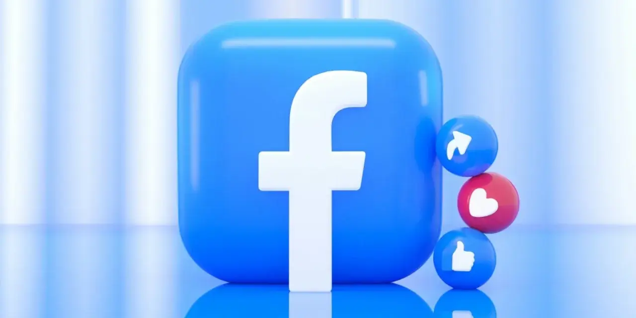 Ikona Facebooka z przyciskami "Lubię to", "Udostępnij" i "Serce". To idealna grafika na Twoją nazwę na FB.