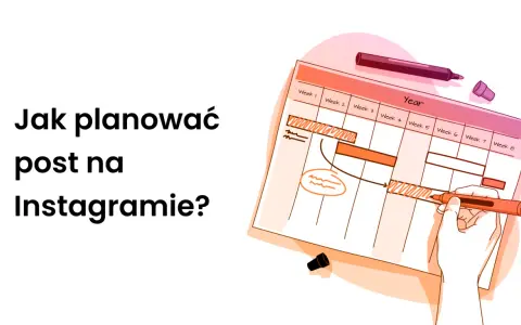Rysunek przedstawia kalendarz z podziałem na tygodnie, na którym ręka zaznacza markerem planowane działania. To wizualizacja, jak planować post na Instagramie.