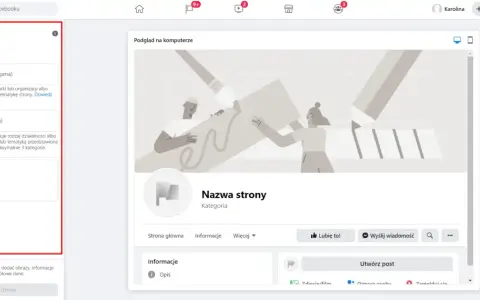 Tworzenie fanpage na Facebooku: uzupełnij nazwę, kategorię i opis, aby Twoja strona była widoczna.