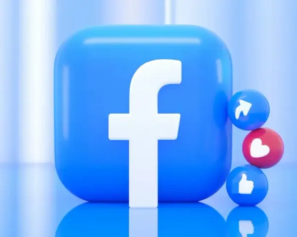 Ikona Facebooka z przyciskami "Lubię to", "Udostępnij" i "Serce". To idealna grafika na Twoją nazwę na FB.