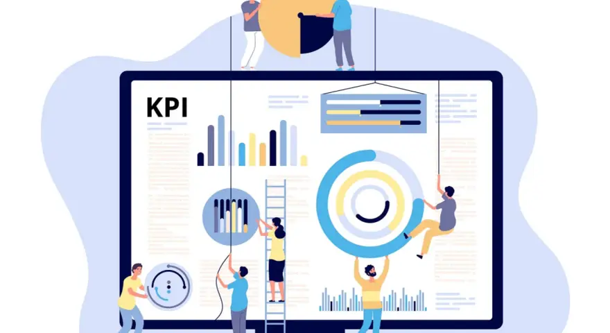 Ludzie budują wykresy i KPI, by osiągnąć cele marketingowe.