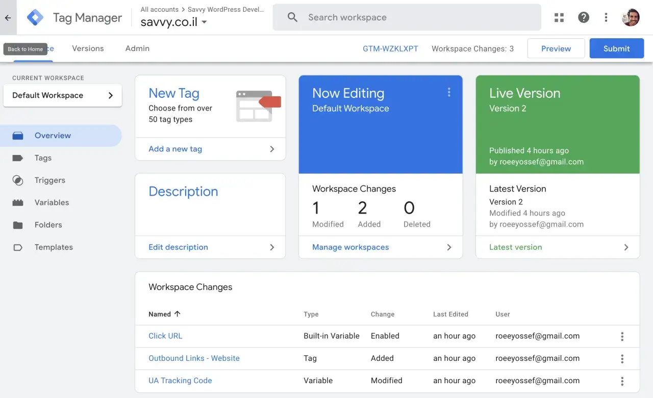 Interfejs Google Tag Manager (gtm co to). Widok