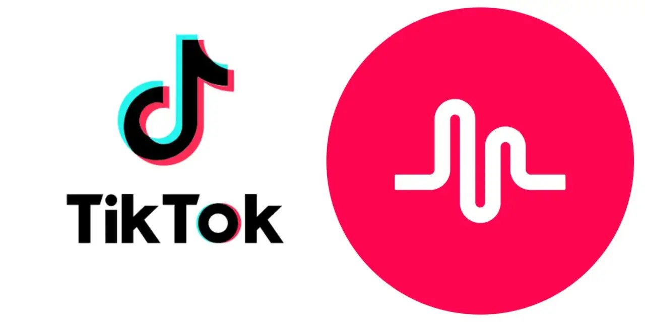 Logo TikToka i Musical.ly, platformy, która dała początek TikTokowi. Kiedy powstał Tik Tok? W 2016 roku.
